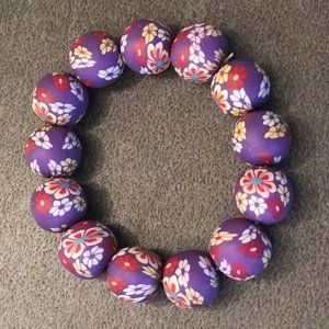 Wooden Flower Bead Stretch String Bracelet